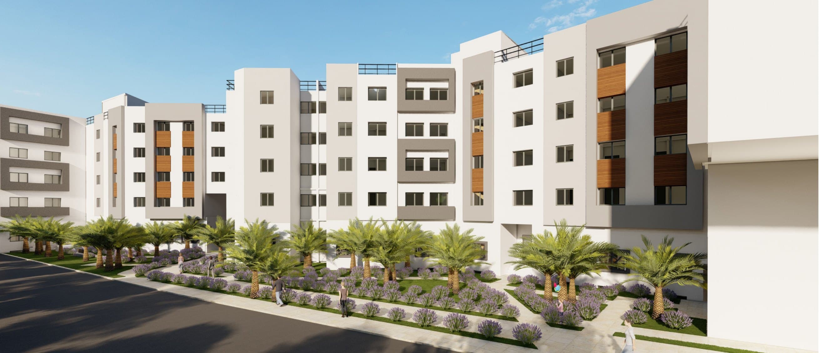 Place piétonne & fontaine centrale — Résidence Salima 5, Sala Al Jadida — vue 1