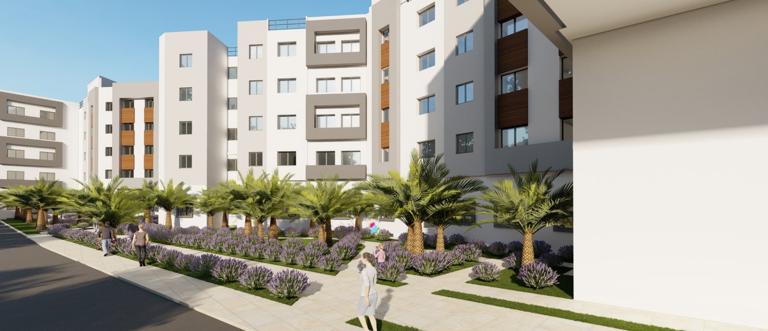 Place piétonne & fontaine centrale — Résidence Salima 5, Sala Al Jadida — vue 4