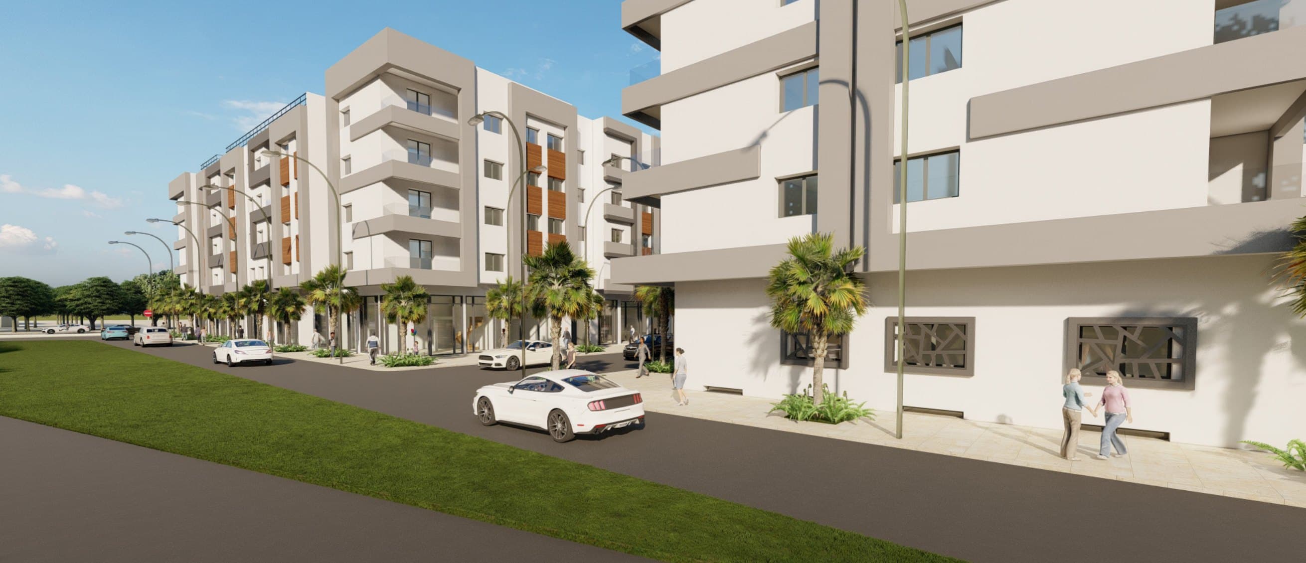 Place piétonne & fontaine centrale — Résidence Salima 5, Sala Al Jadida — vue 5
